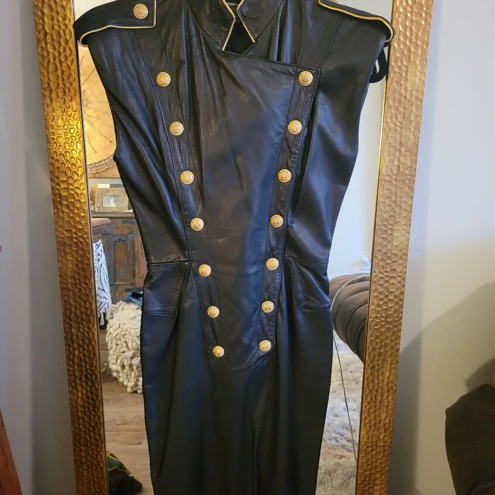 north beach leather dresses 90's Rare Rodeo Fringe North Beach Western By Michael Hoban Genuine Le –  rollwithitvintage main image 0